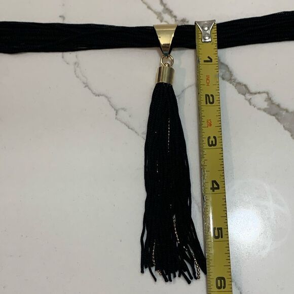 Macy’s | 22” Black Gold Tassel Women’s Strands Choker Necklace - Picture 11 of 11